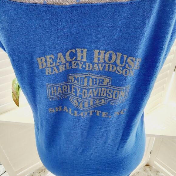 HARLEY DAVIDSON LACE BACK BLUE TEE SIZE LARGE - Picture 6 of 7